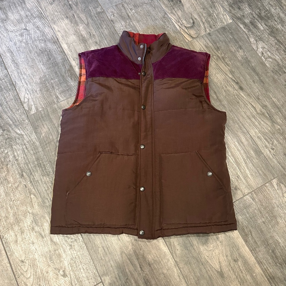 Third & Army Co Reversible Vest Heavy Flannel Lining Corduroy Western